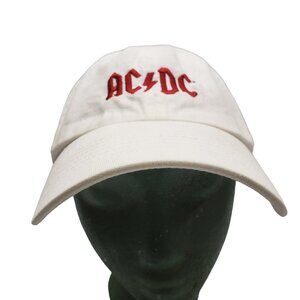AC DC Hat White Red Logo Embroidered Adjustable Strap KC Caps Cotton